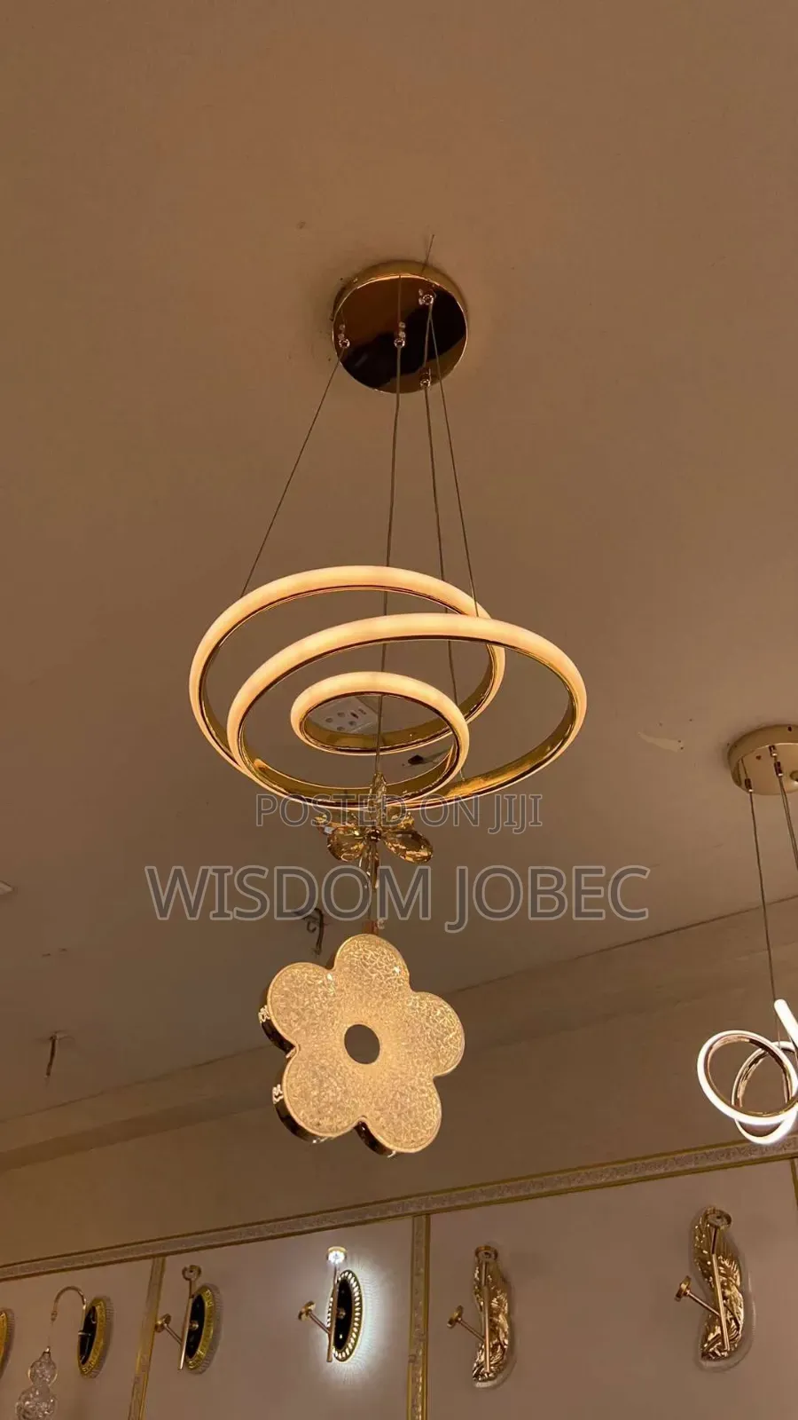 Modern Black, Gold-Tone Led Chandelier