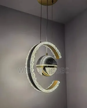 Modern Black, Gold-Tone Led Chandelier