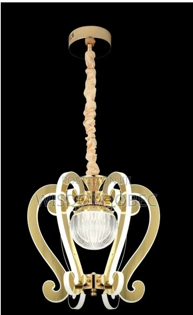 Modern Black, Gold-Tone Led Chandelier