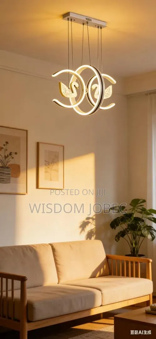 Modern Black, Gold-Tone Led Chandelier
