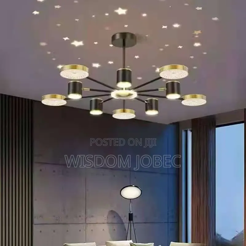 Modern Black, Gold-Tone Led Chandelier