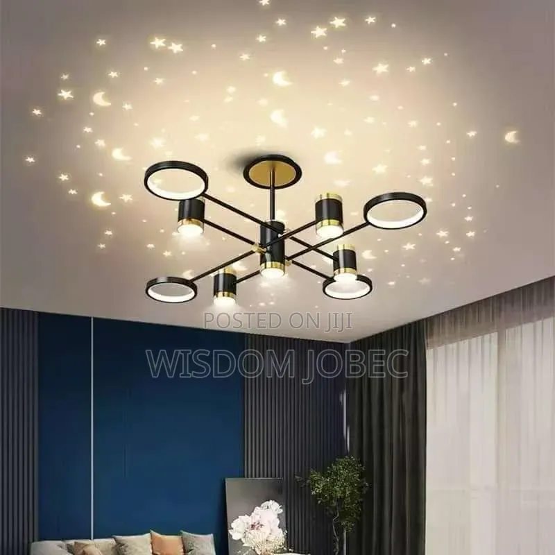 Modern Black, Gold-Tone Led Chandelier