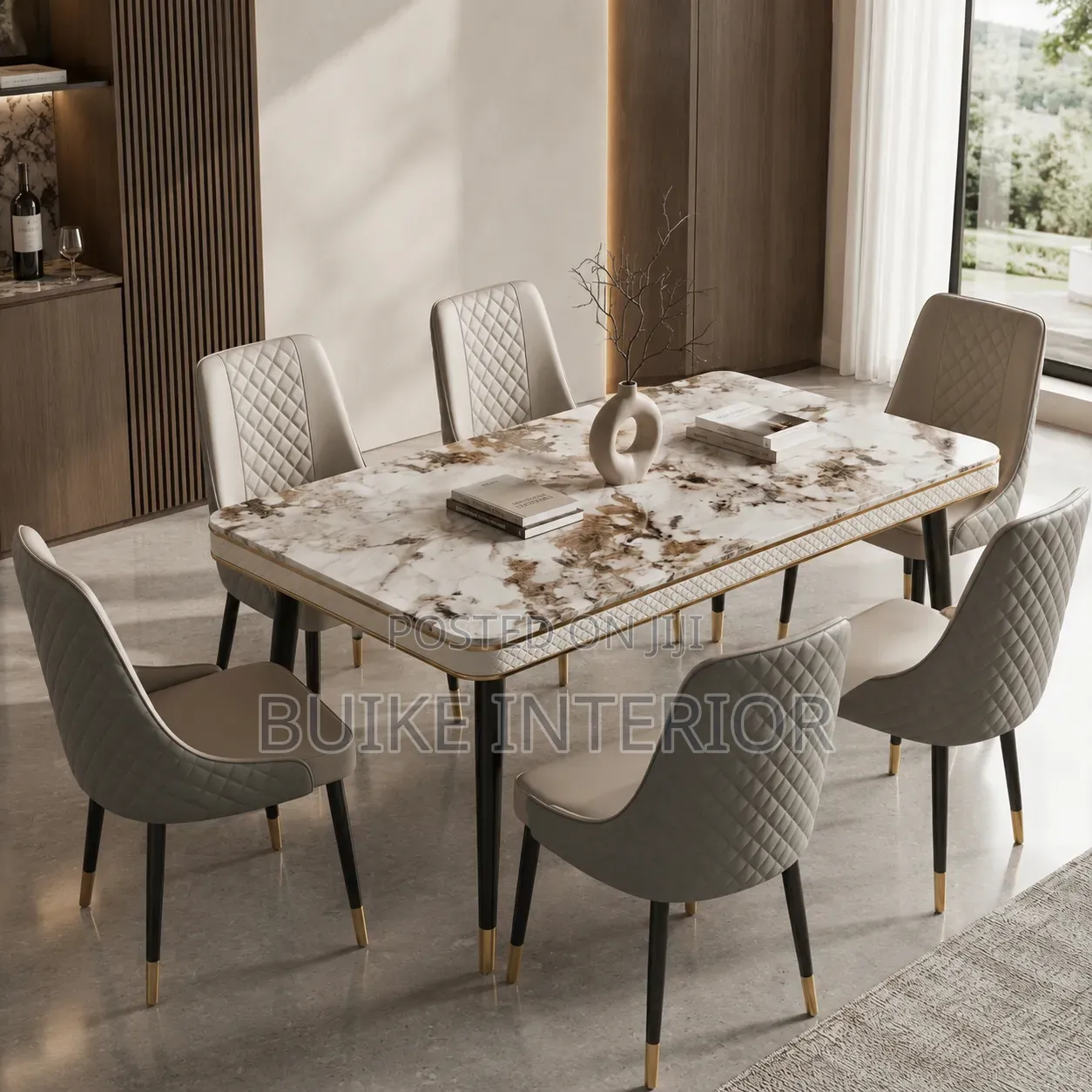 Luxury Marble Dining Table Set - 6 Seater