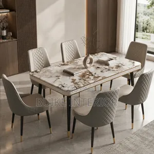 Luxury Marble Dining Table Set - 6 Seater