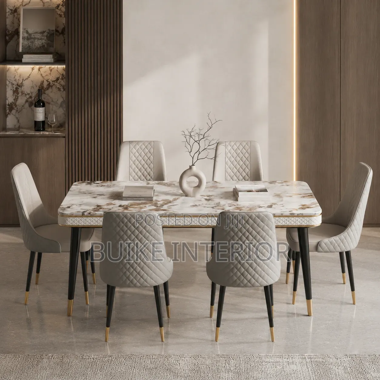 Luxury Marble Dining Table Set - 6 Seater