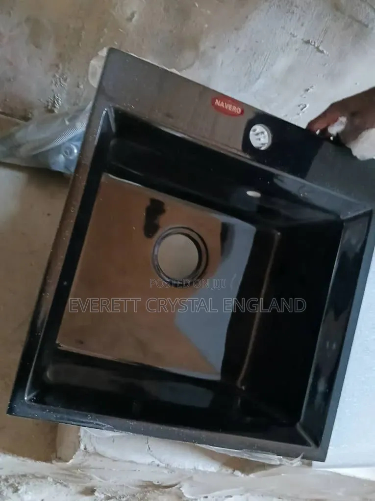 Single Bowl Marble Sink Glossy Black