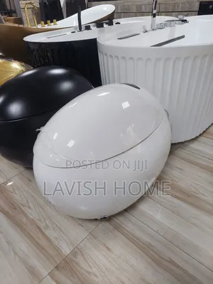 Modern Uk  White Egg-Shaped Smart Toilet