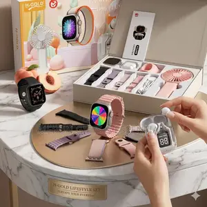 D96 Plus Smart Watch Set With Extra Straps, Earbuds and Handheld Fan
