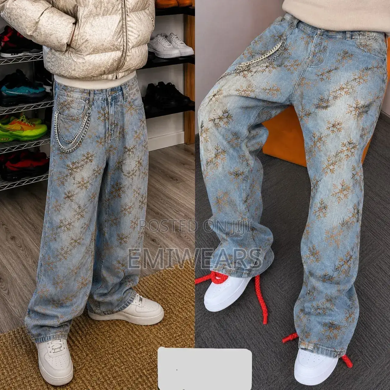 Oversized Printed Baggy Jeans