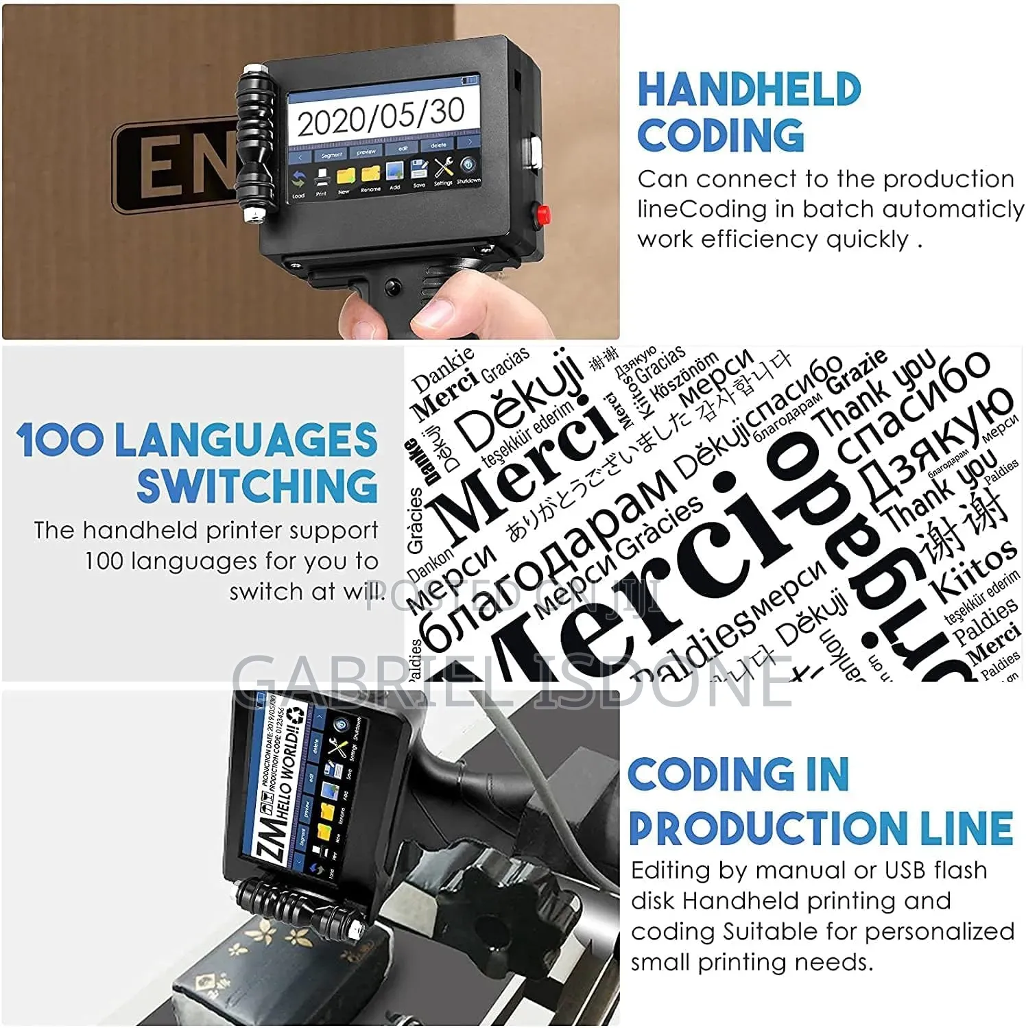 Portable Handheld Inkjet Printer for Logo/Batch Number/Qr Code