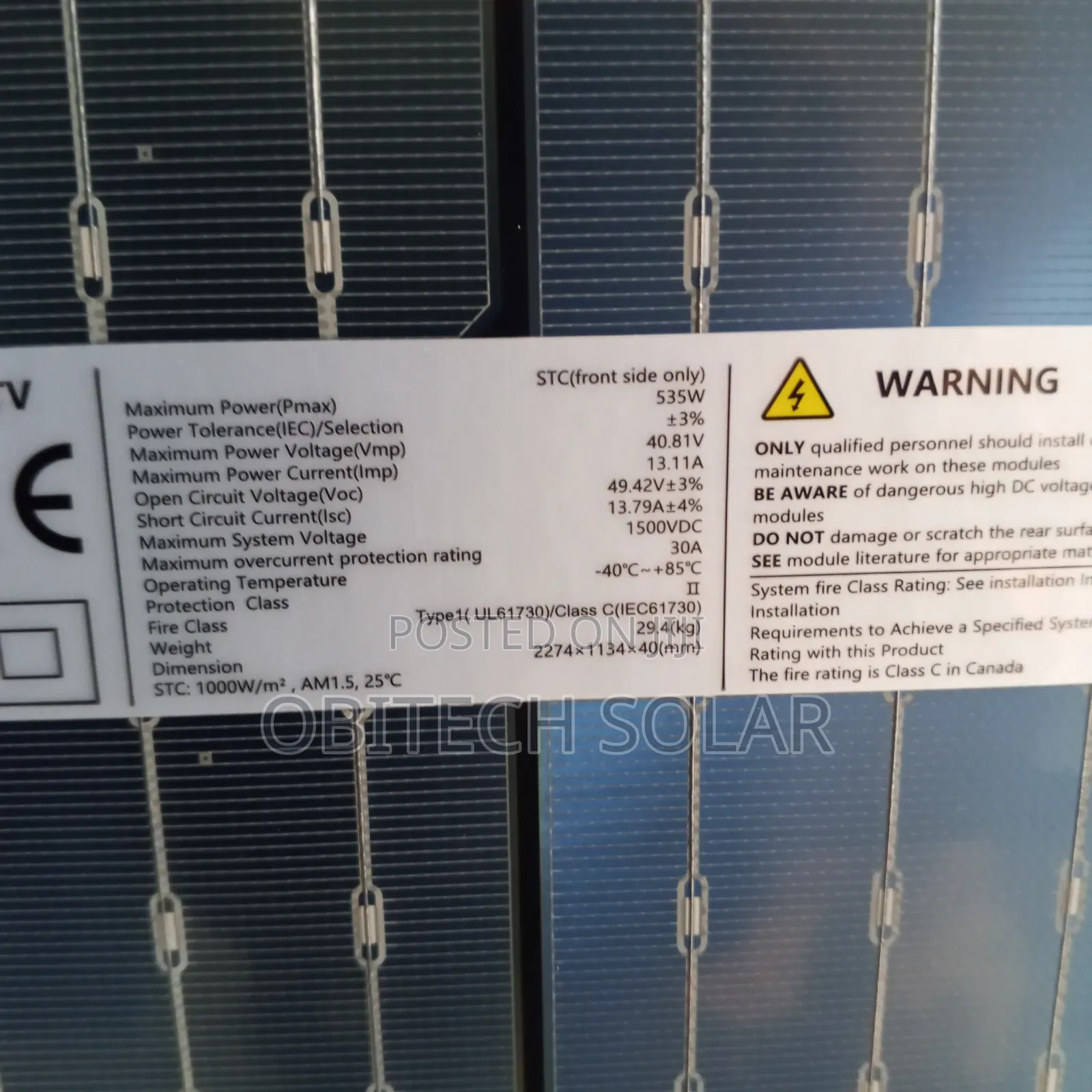 535watts Jinko 144cell Solar Panel