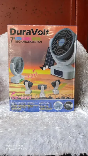 Duravolt 7" 4-in-1 Solar Music Rechargeable Fan - DRF - 607bt