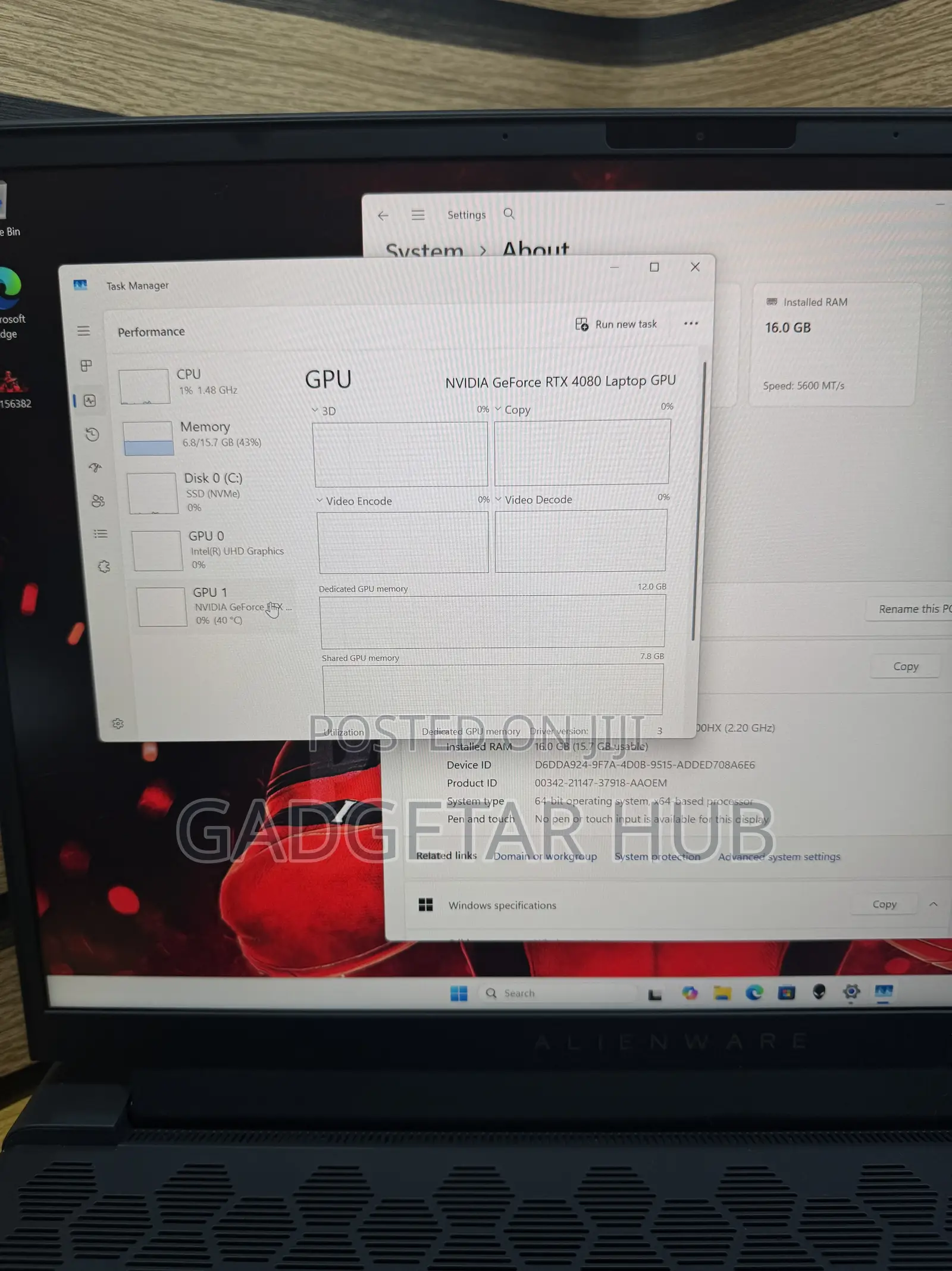Laptop Alienware M16 r1 16GB Intel Core i9 SSD 1T