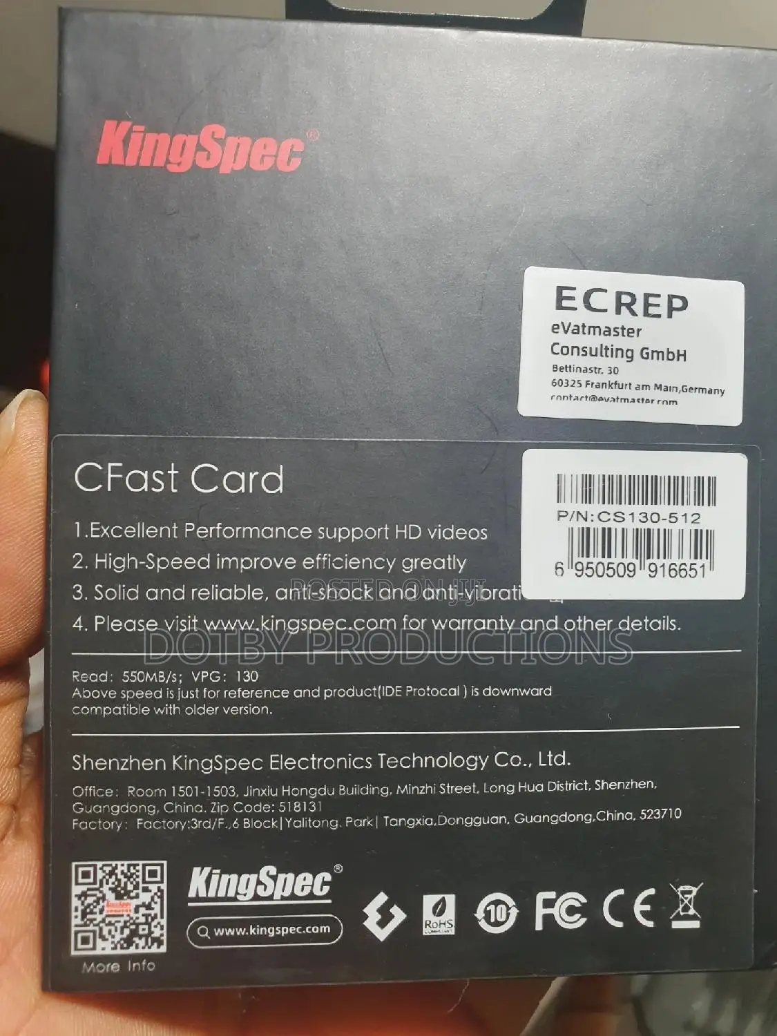 Kingspec 512gb Cfast 2.0 Memory Card