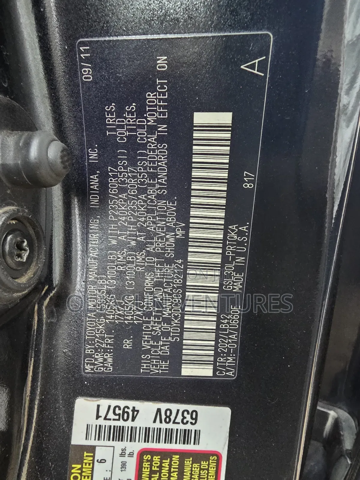 Toyota Sienna 2012 Black