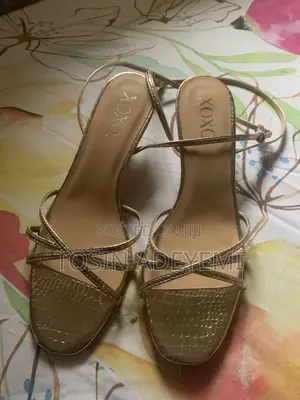 A Gold Kitten Heel Sandals