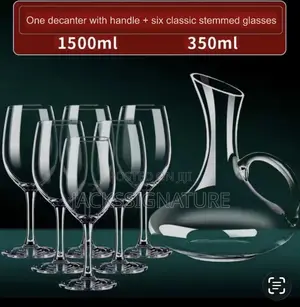 Decanter + 6pcs Stemmed Wine Glasses(With Handle)