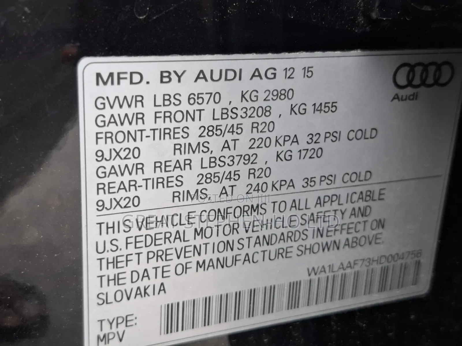 Audi Q7 2016 Black