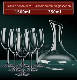 Decanter + 6pcs Stemmed Wine Glasses (Without Handle)
