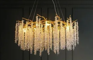 Modern Luxury Aluminum Chain Tassel Chandelier.