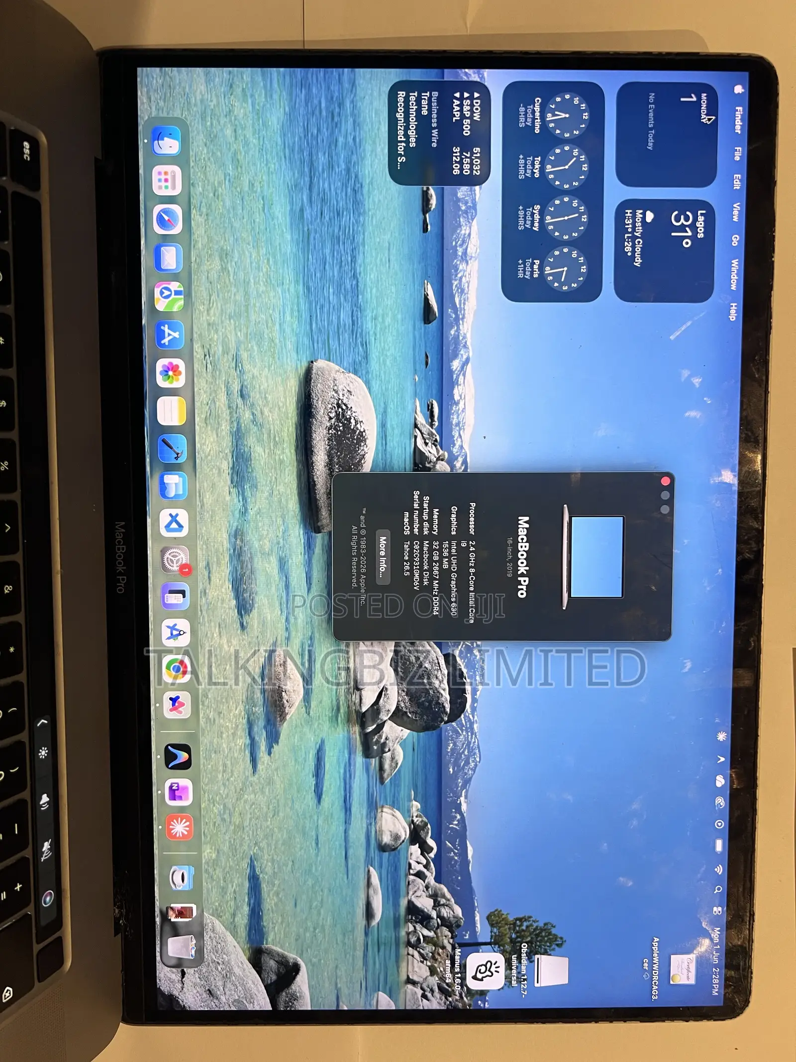 Laptop Apple MacBook Pro 2019 32GB Intel Core i9 SSD 512GB
