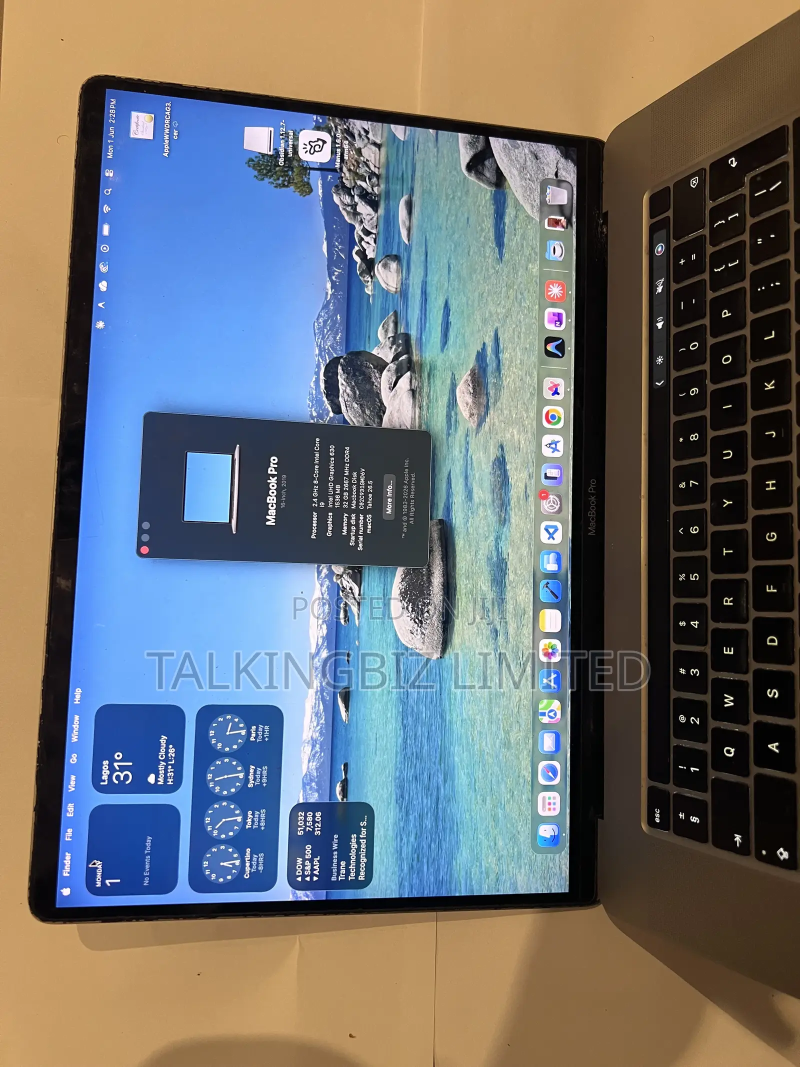 Laptop Apple MacBook Pro 2019 32GB Intel Core i9 SSD 512GB