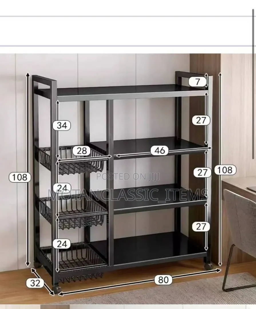4 Layers Kitchen Organizer/Rack - With 3 Baskets