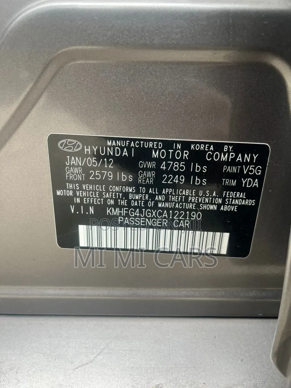 Hyundai Azera Base 2012 Brown