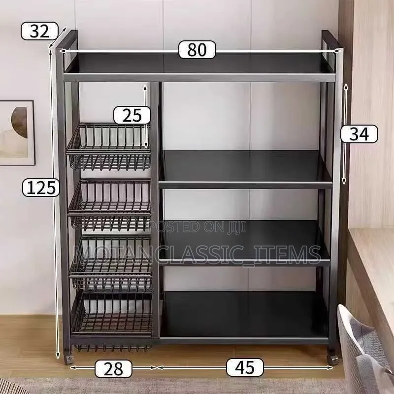 5 Tiers Kitchen Rack With 4 Fruit Baskets