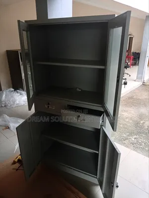 Half Glass Filling Cabinet With Two Drawers