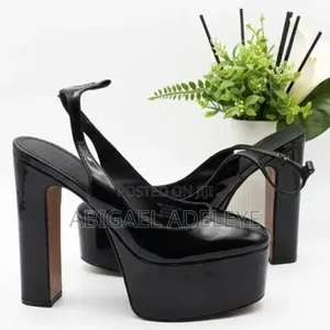 Asos Design Black Patent Platform Slingback Heels