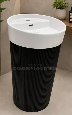 Modern Pedestal Wash Hand Basin – Black White