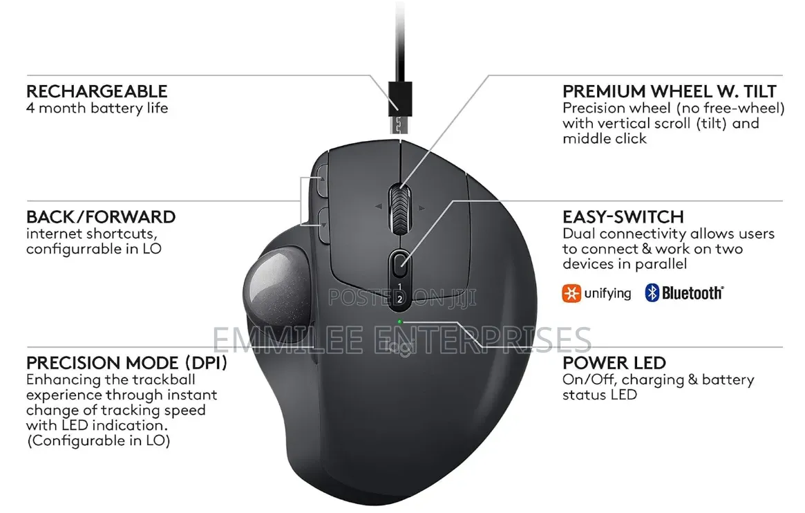 Logitech Mx Ergo Advance Wireless Trackball Mouse