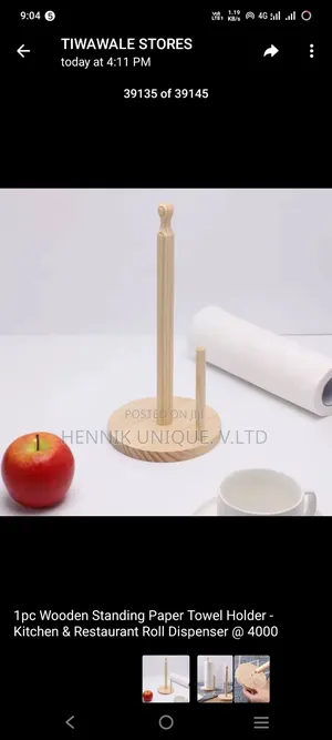 1pc Wooden Standing Paper Towel Holder -