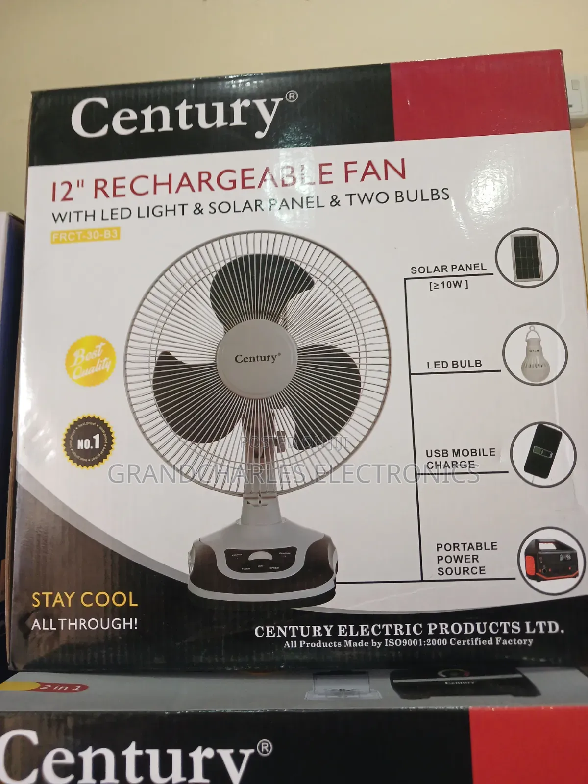 Century 12" Rechargeable Table Fan