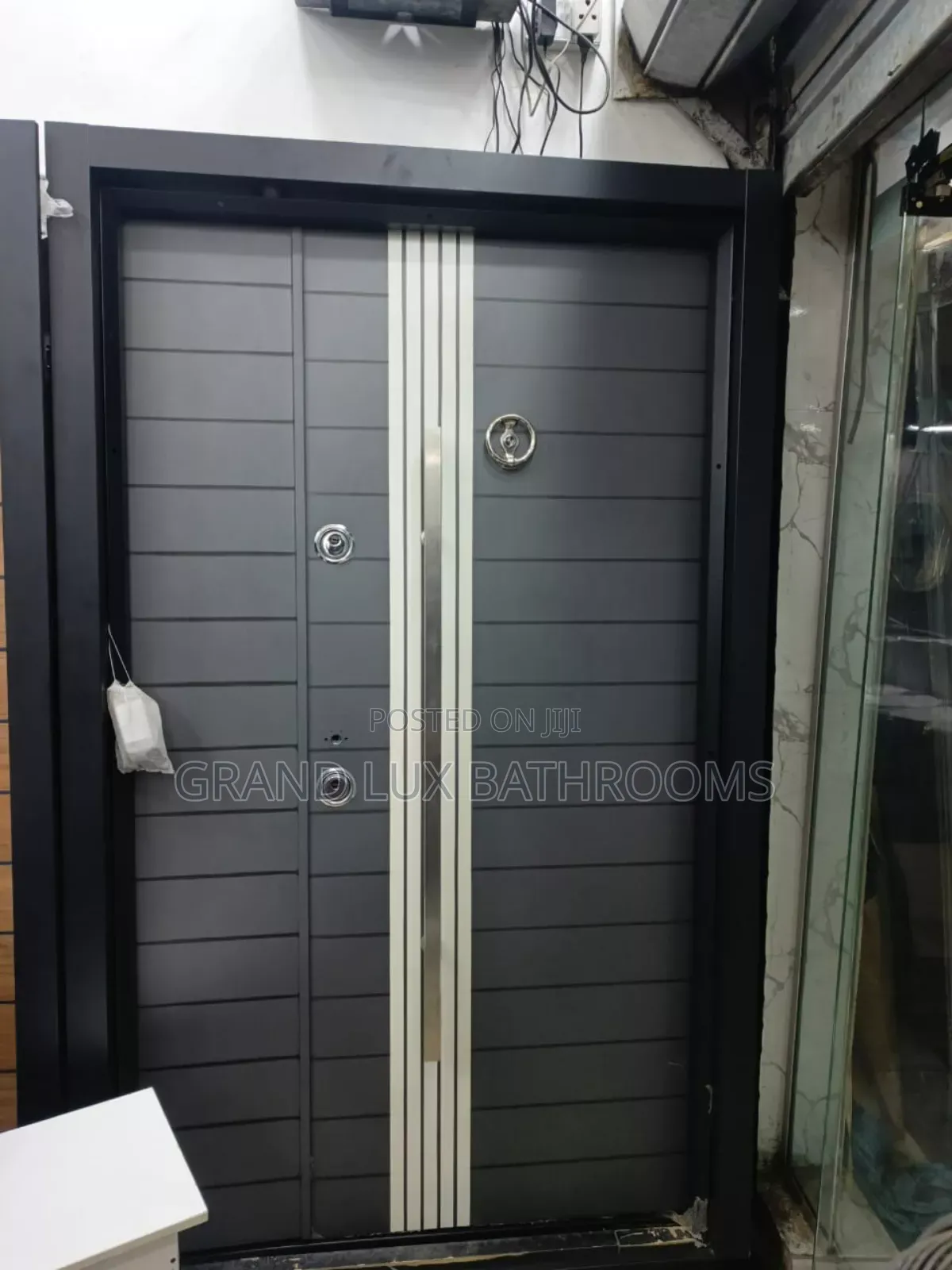 Modern Gray Steel Security Entry Door