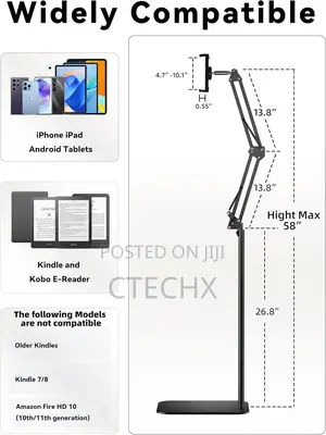 Floor Tablet Stand Kindle Holder With Remote Page Turner 4.7-13 Inch