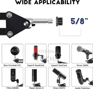 Microphone Boom Arm, Adjustable Scissor Arm Stand for Blue Yeti Hyperx