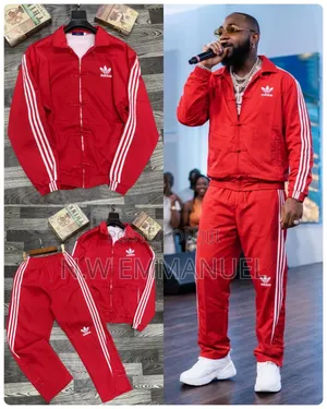 Adidas Red Tracksuit Set – Stylish 2-Piece Outfit