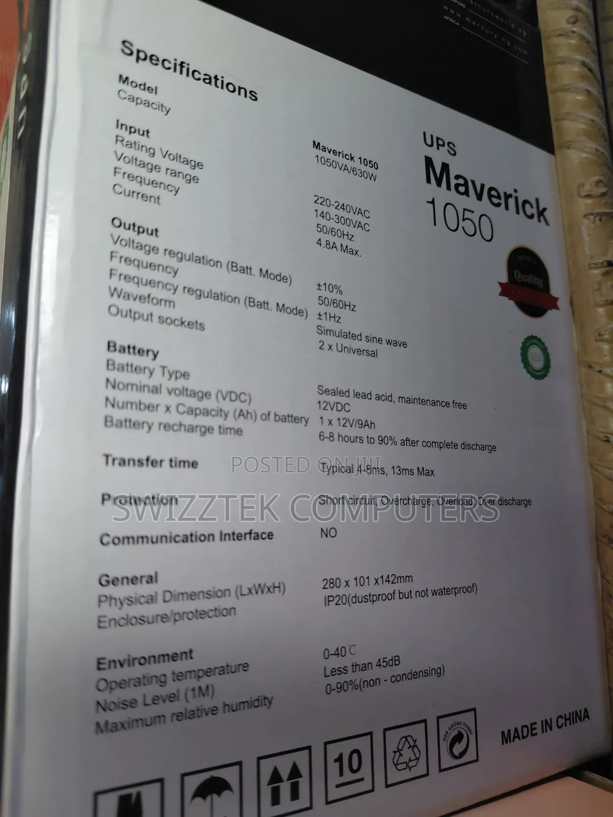 Mercury Ups 1050va(630w)