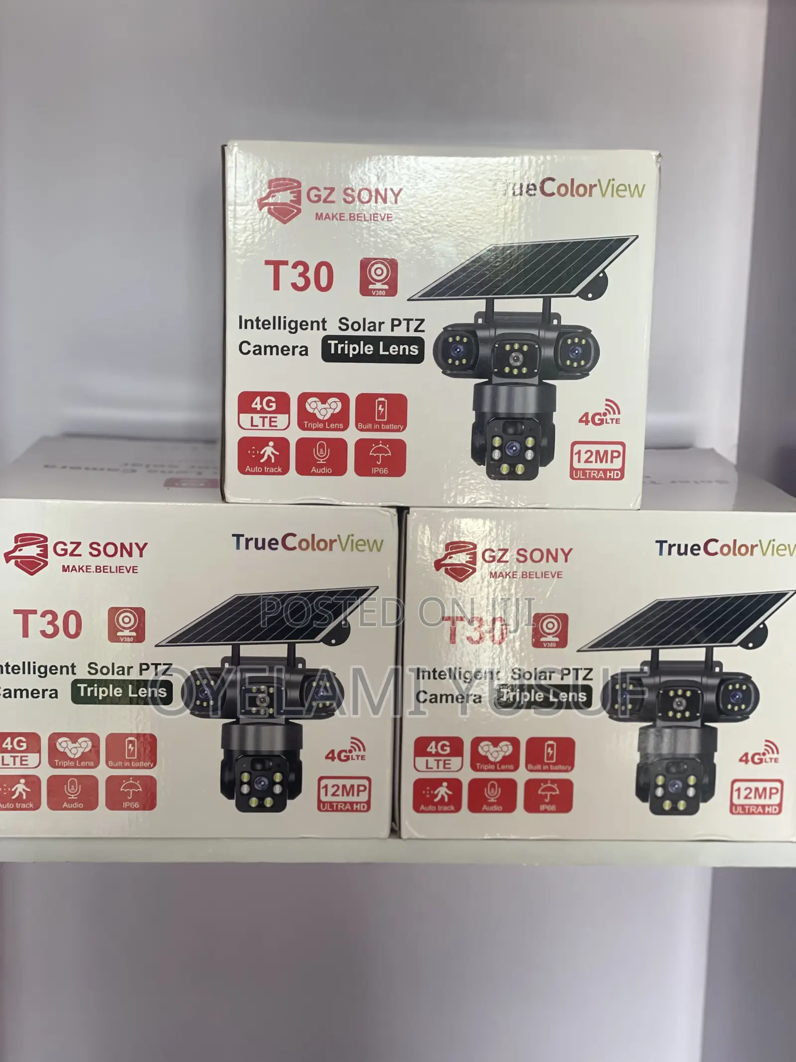 V380pro 3lens Solar CCTV Camera( 4g , Wifi )