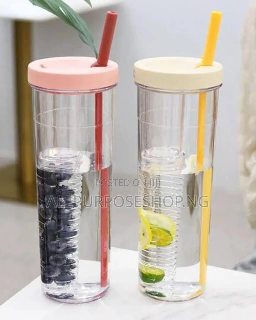 Transparent Water Bottle With Infuser And Straw