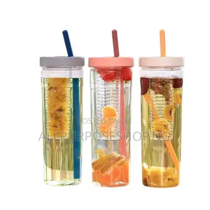 Transparent Water Bottle With Infuser And Straw