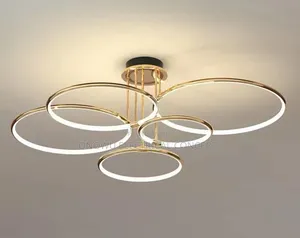 Luxury Ring Led Ceiling Lamp Modern Gold Villa Living Room Light Home