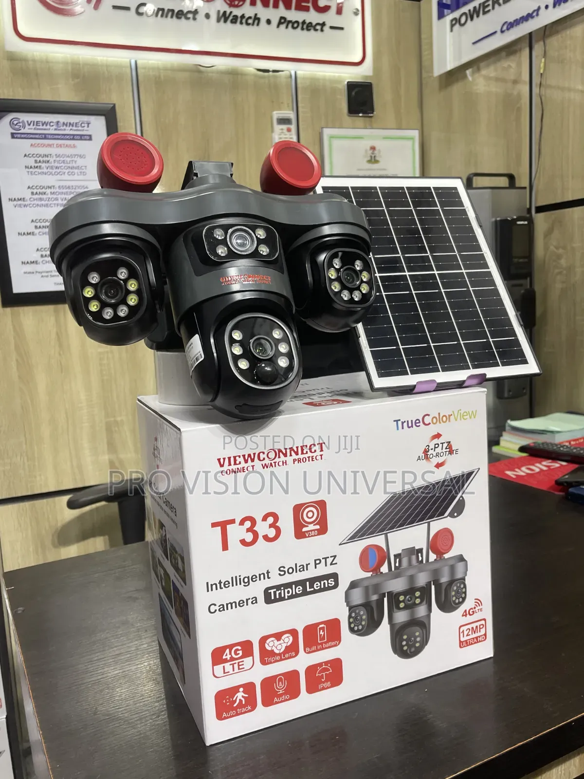 Solar Camera V380 3lens PTZ 12mega Pixel 4g