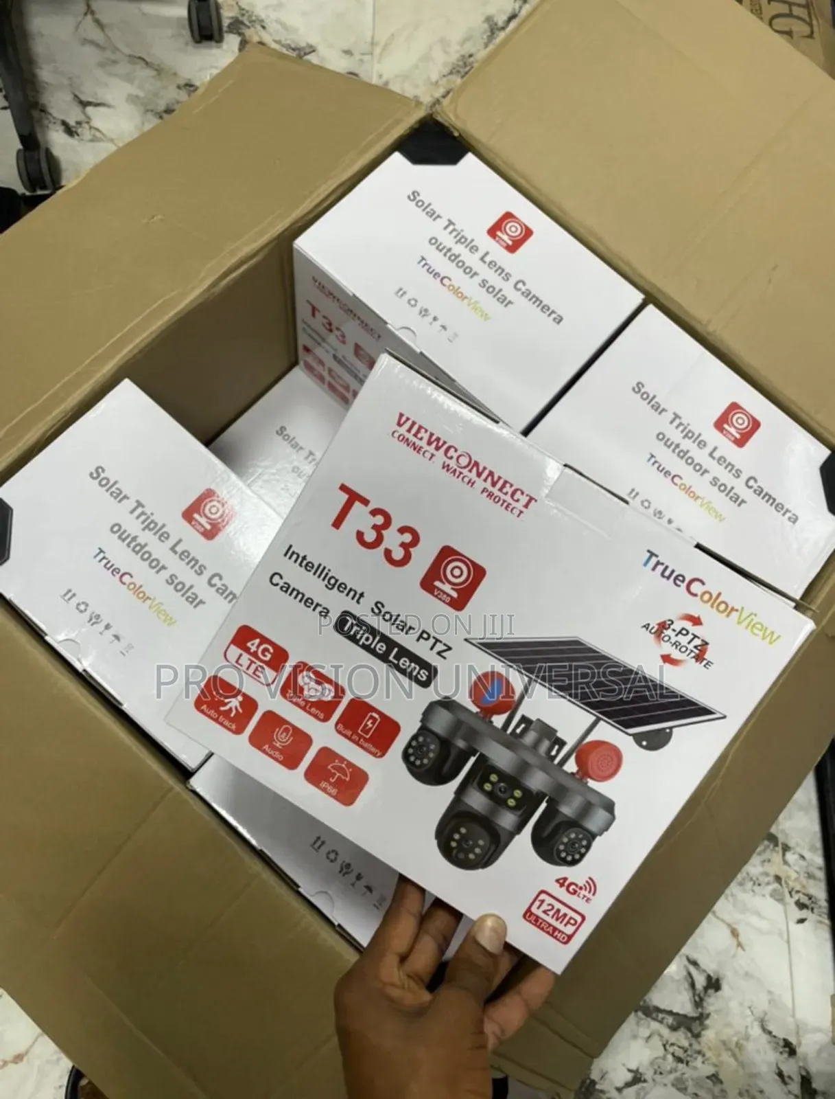 Solar Camera V380 3lens PTZ 12mega Pixel 4g