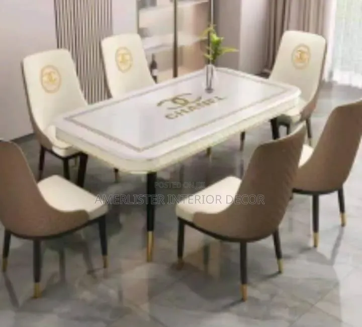 Double Layer Marble Top Dining Set