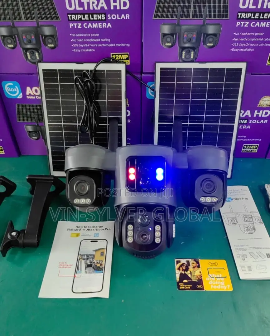 Three Lens Solar CCTV Camera Ubox