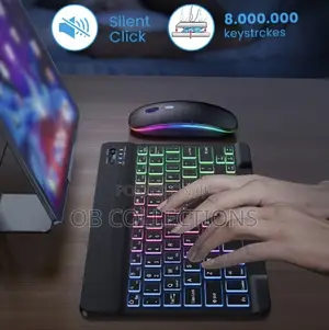 Wireless Keyboard and Mouse Rechargeable With Backlight RGB Light