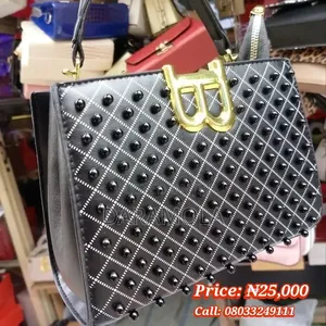 Elegant Black Studded Women's Handbag
